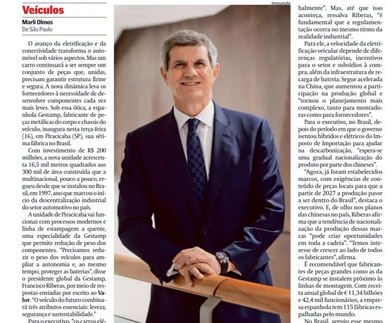 Valor Econômico business page featuring Gestamp