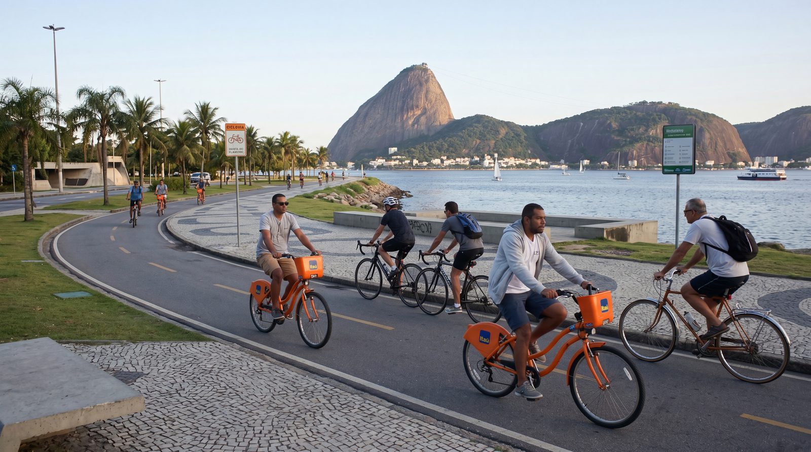 Riders on the Rio bike lane during BiciRio