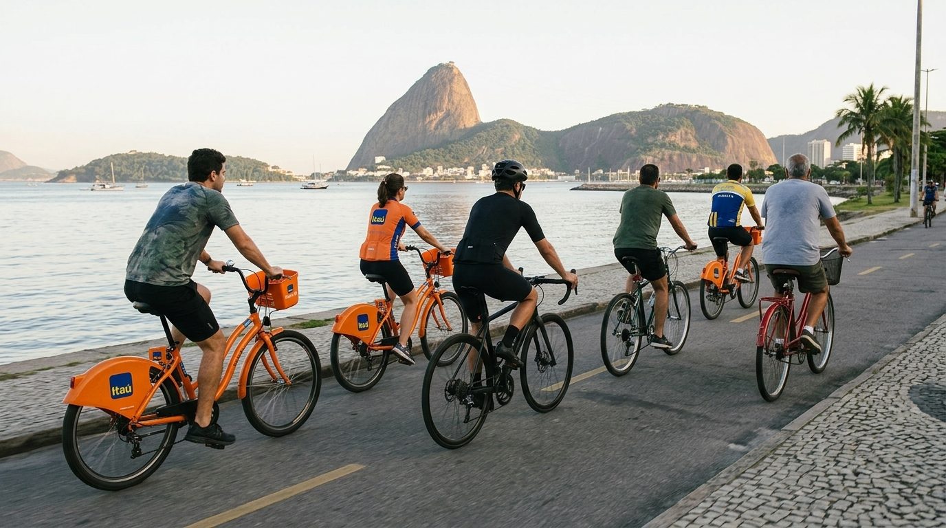 Cyclists along the Rio waterfront during BiciRio