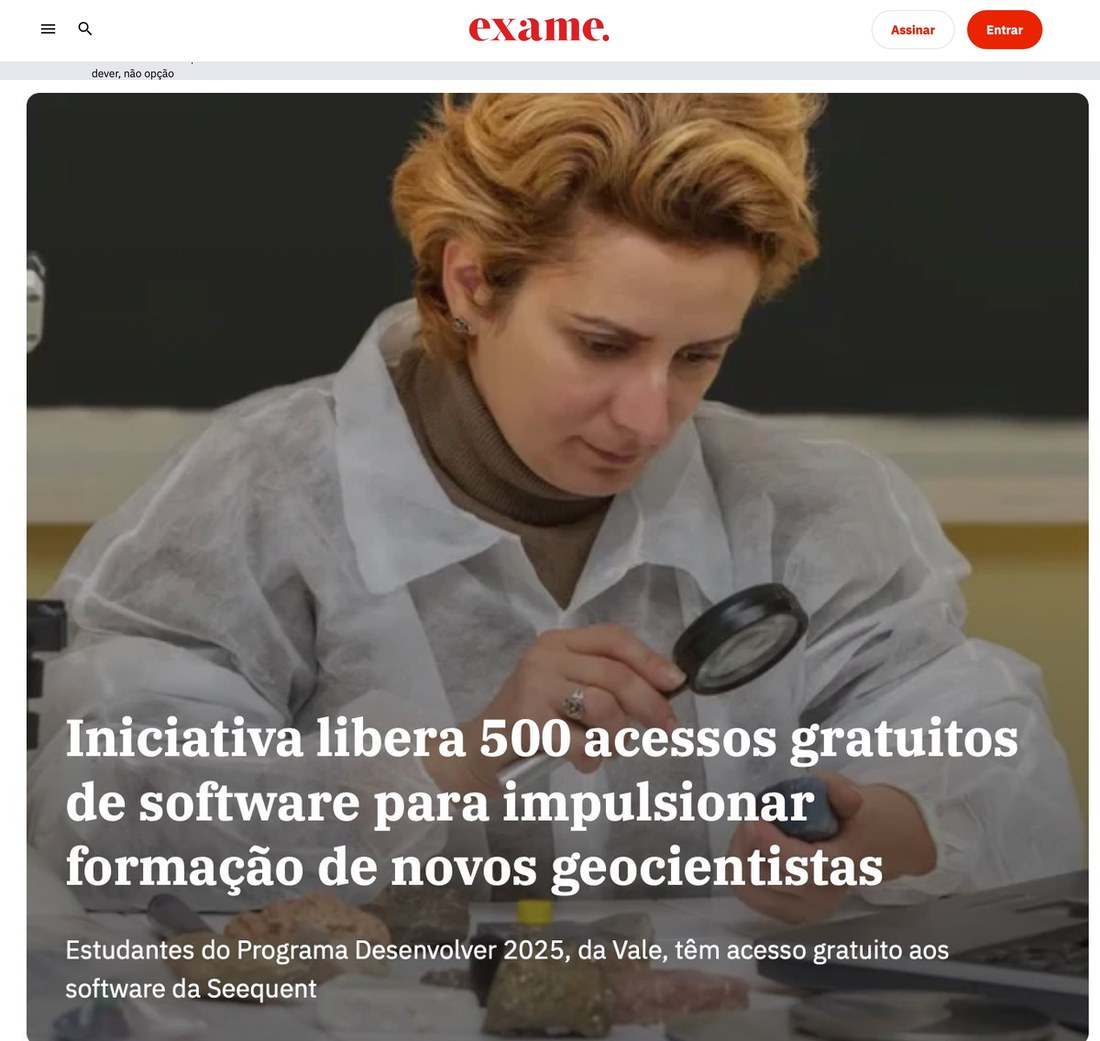Exame coverage of the Seequent and Vale partnership